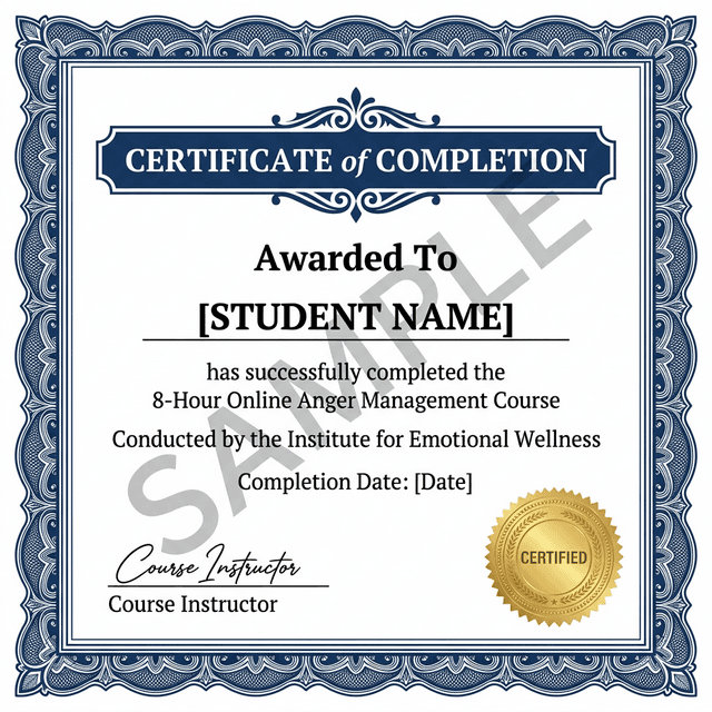 Sample Theft Awareness Certificate of Completion